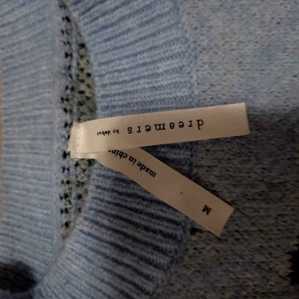 Dreamers Blue and Green Crew Neck Sweater - Picture 4 of 5